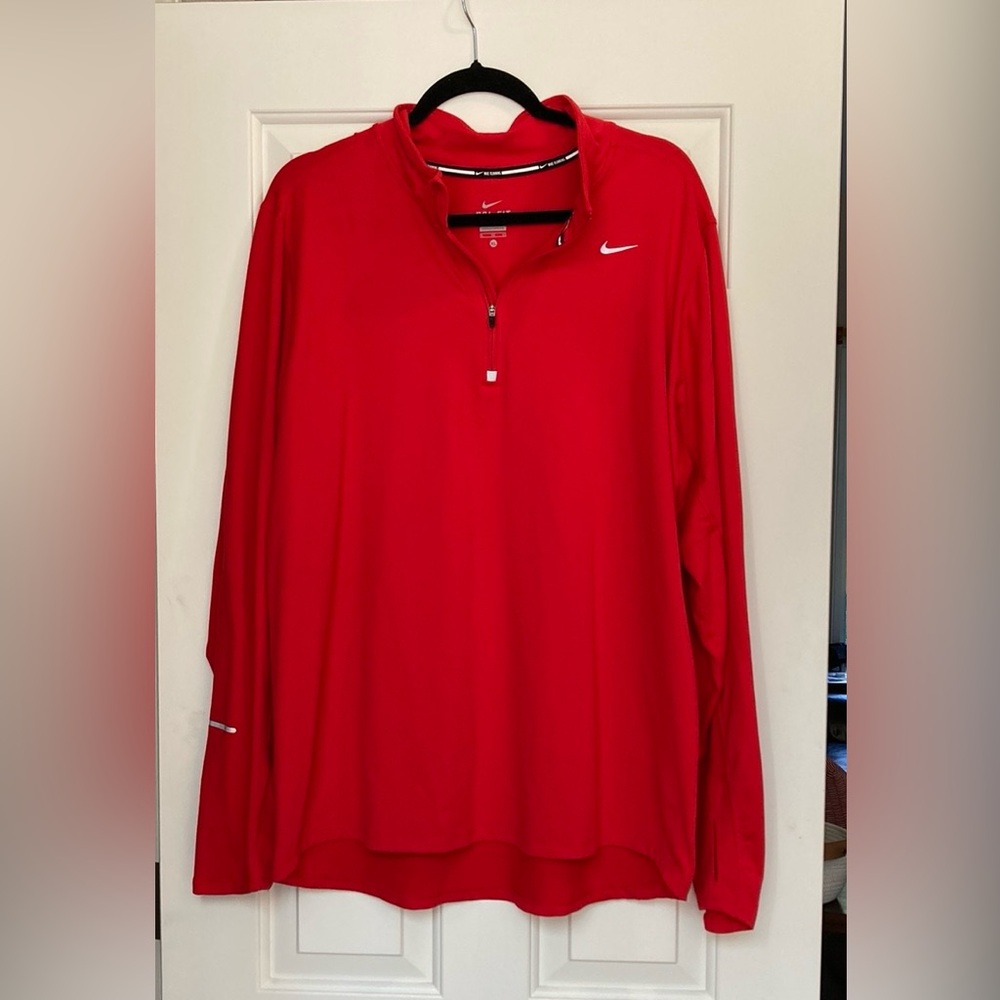Nike Mens XL Red DriFit Running 1/4 Zip